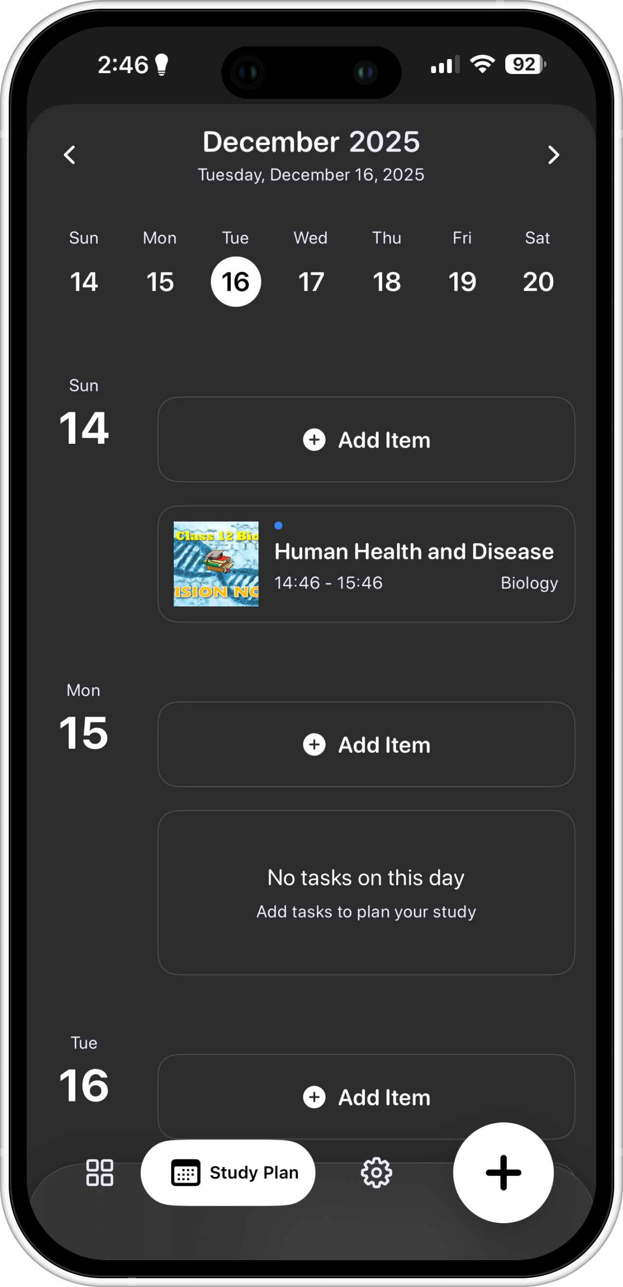 Study planner preview